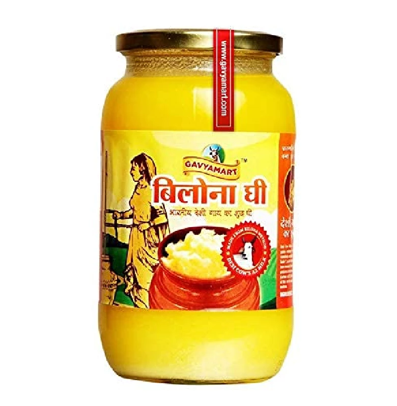 Gavyamart Bilona ghee 100percent Fresh Pure Desi Kankrej Organic Non GMO Cow Ghee-Made Using Traditional Bilona Method - Glass jar pack, 1 L-1.webp